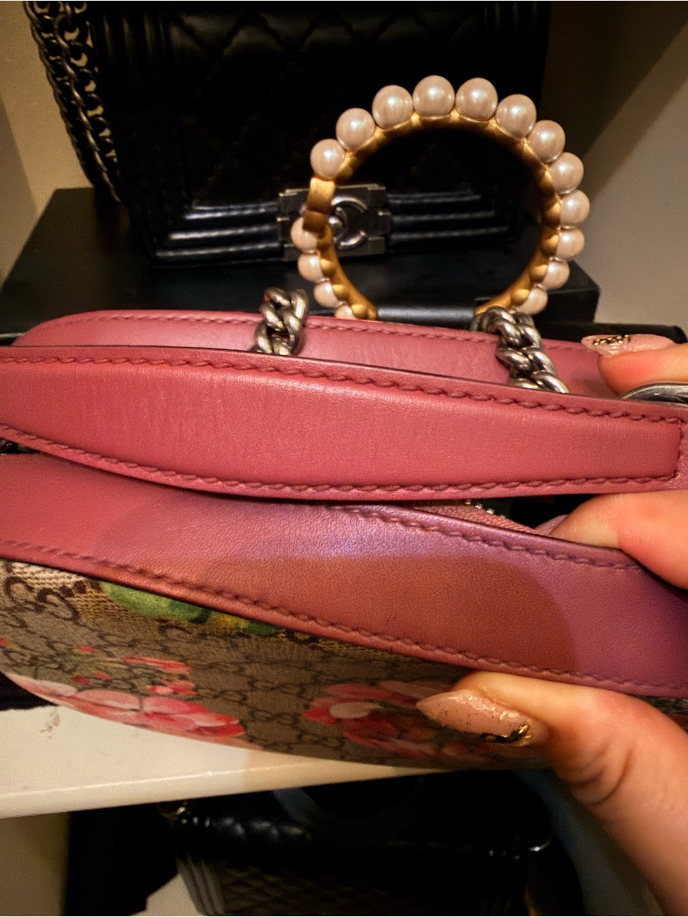 Gucci Beige GG Monogram Crossbody with Pink Floral Print - Picture 14 of 14